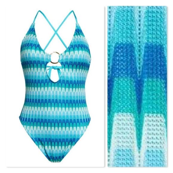 🌴 TRINA TURK 🌴 NEW - Moonray Ring Front Plunge One Piece Swimsuit - [Size 4] - Picture 5 of 16